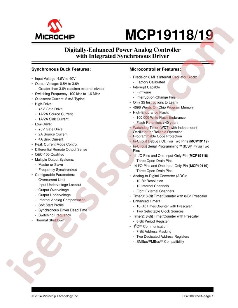 MCP19118,19 Datasheet