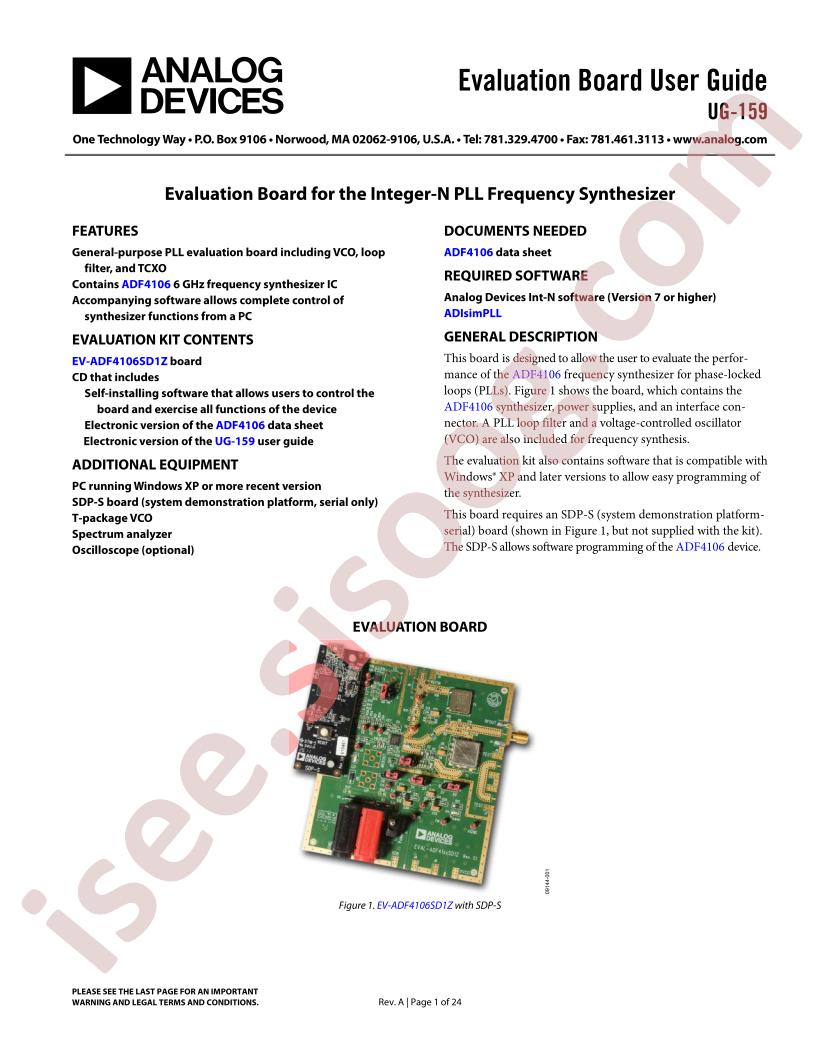 EVAL-ADF4106EBZ1 User Guide