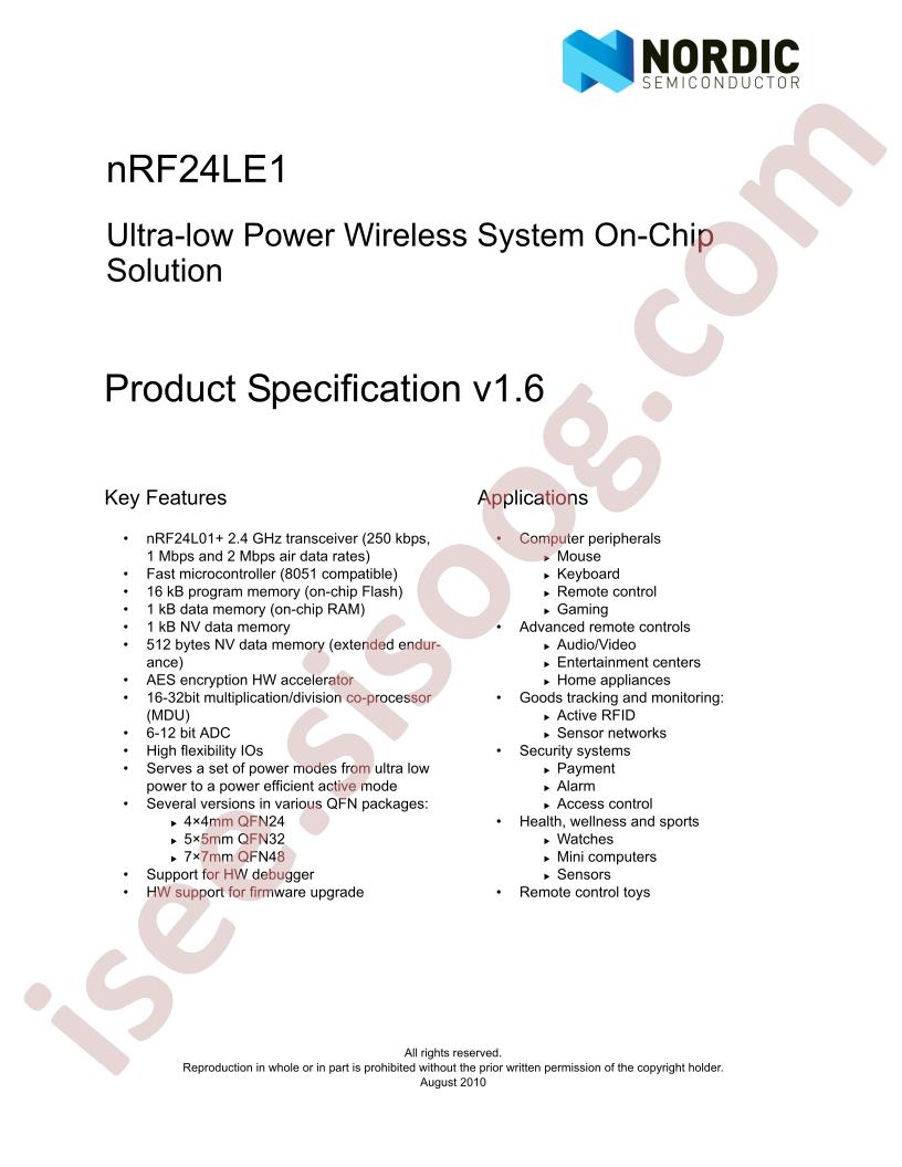 NRF24LE1 Specification