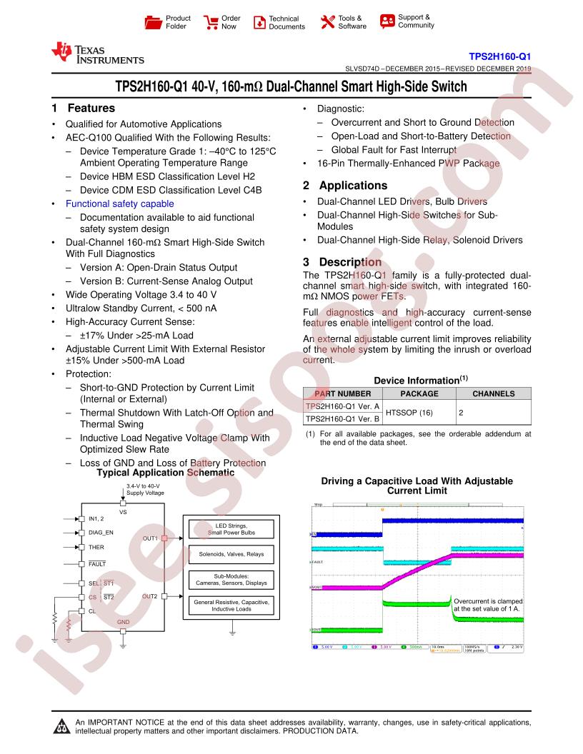 TPS2H160-Q1 Datasheet