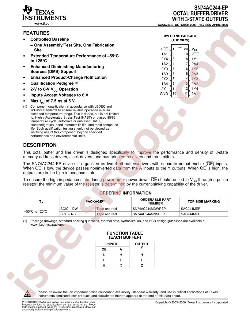 SN74AC244-EP
