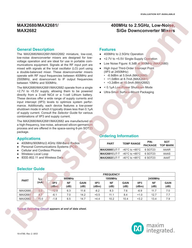 MAX2680-82 Datasheet
