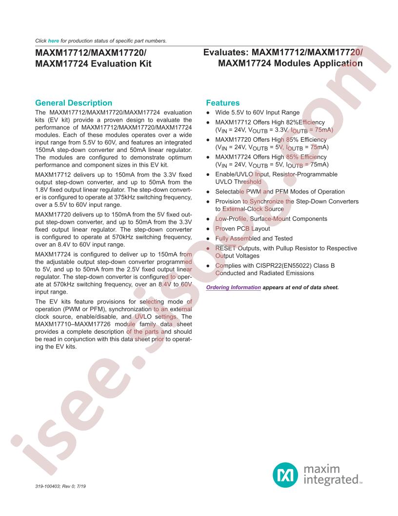 MAXM17712/20/24 Evaluation Kit