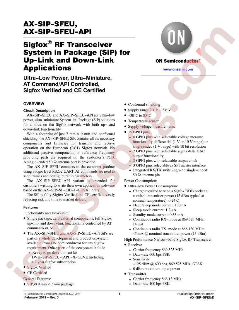 AX-SIP-SFEU(-API) Datasheet