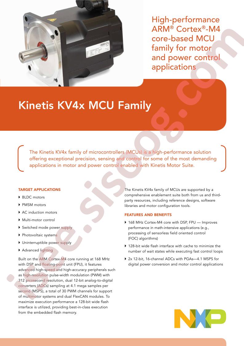 Kinetis KV4x Family Fact Sheet
