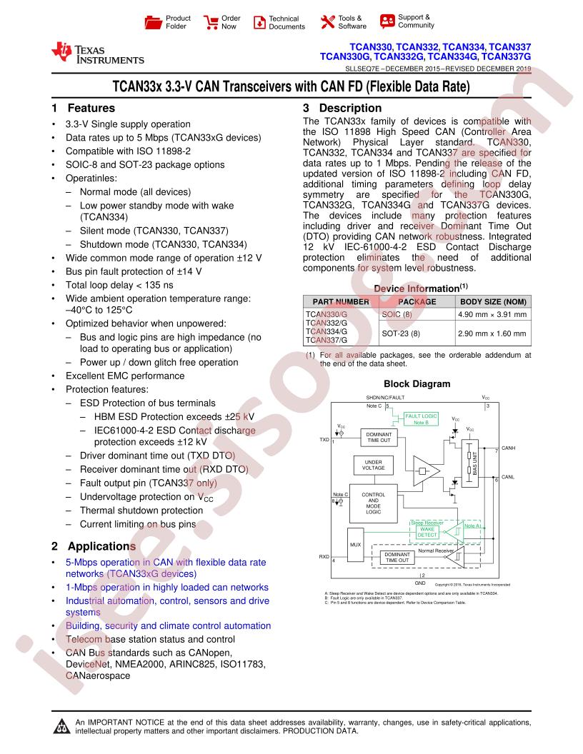 TCAN33x Datasheet