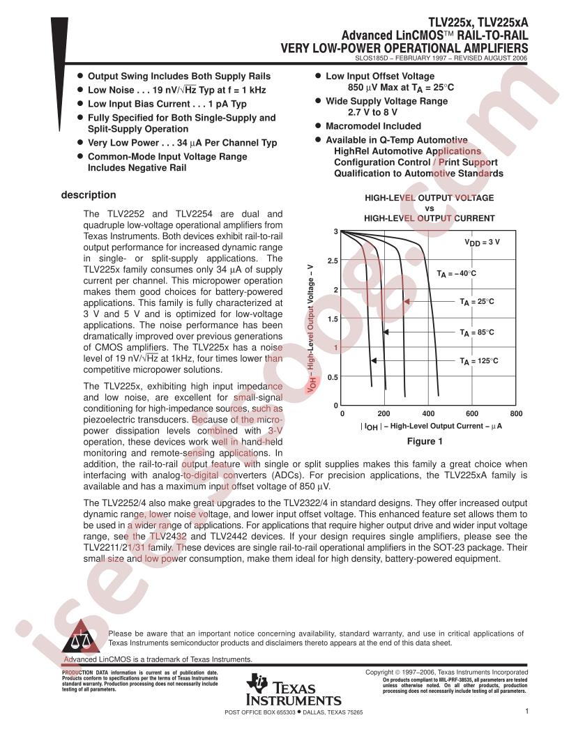 TLV225x, TLV225xA Datasheet