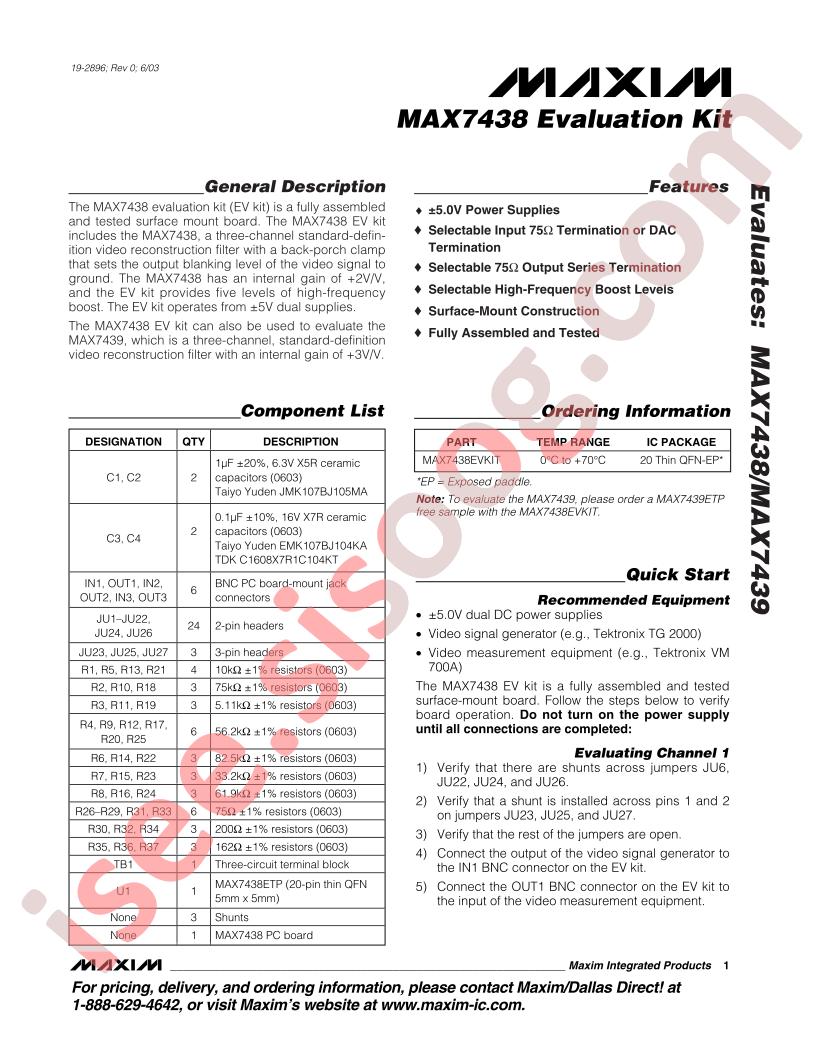 MAX7438 Eval Kit