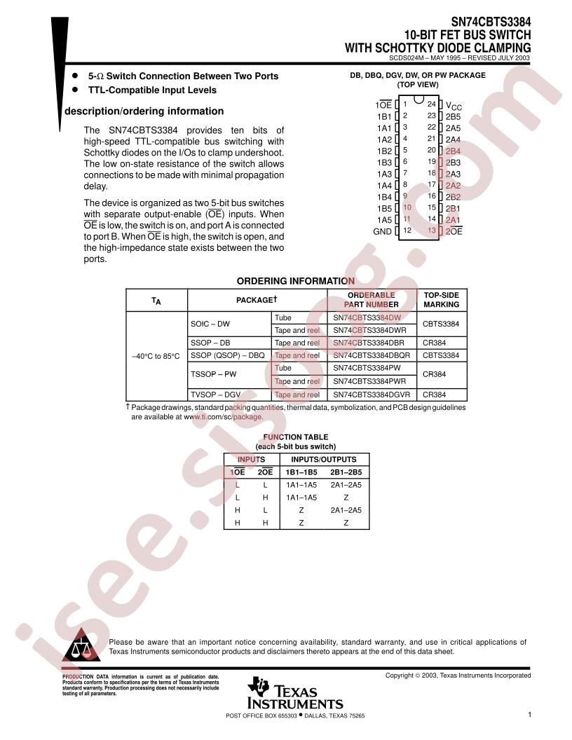 SN74CBTS3384