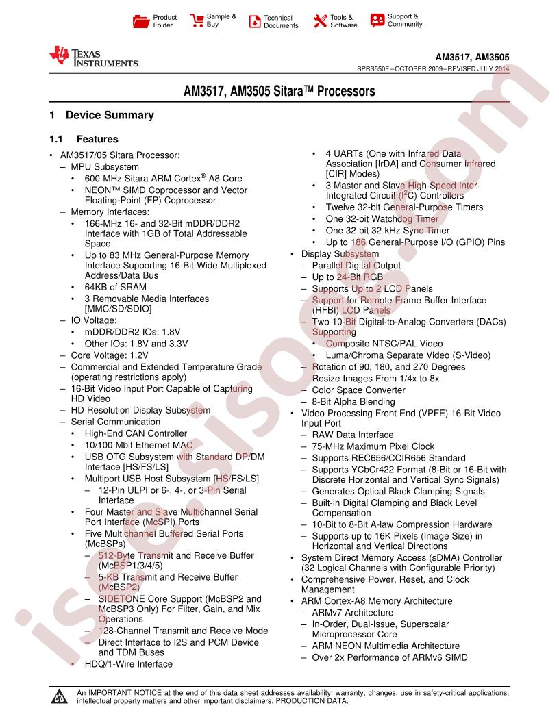 AM3517/05 ARM MCU