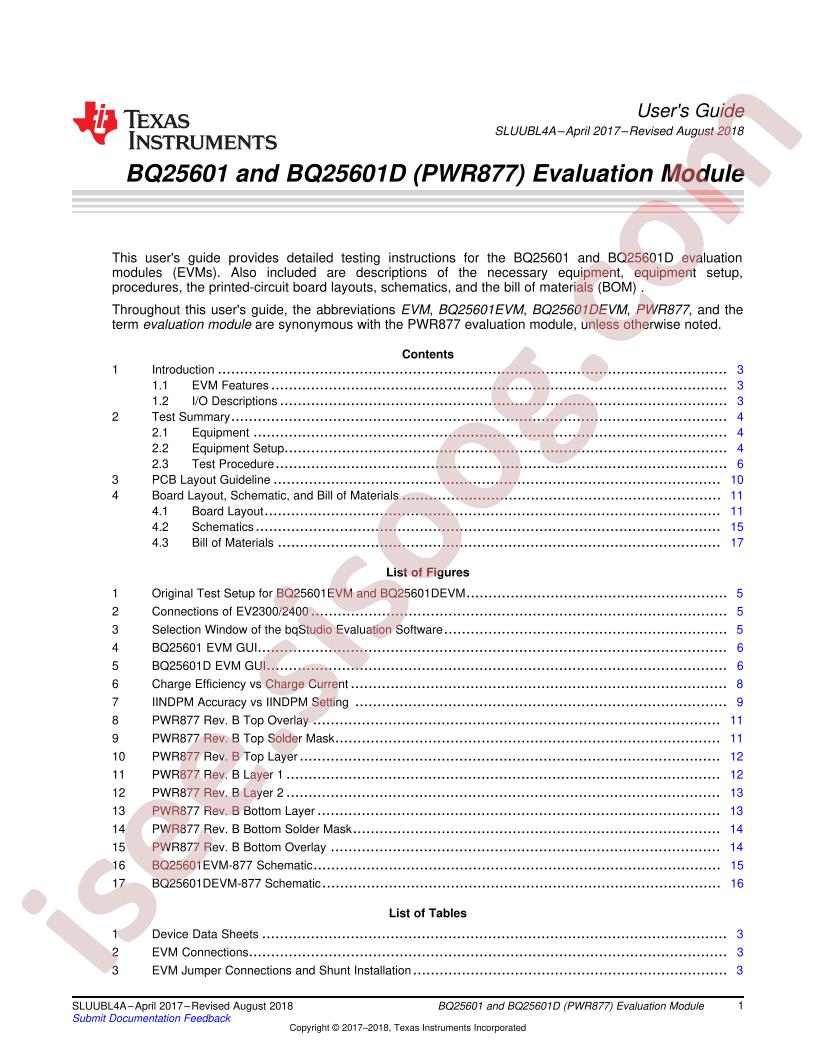 BQ25601 & BQ25601D (PWR877) User Guide