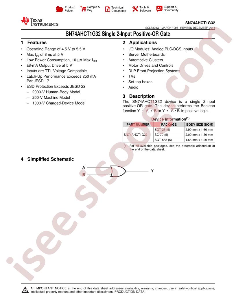 SN74AHCT1G32 Datasheet