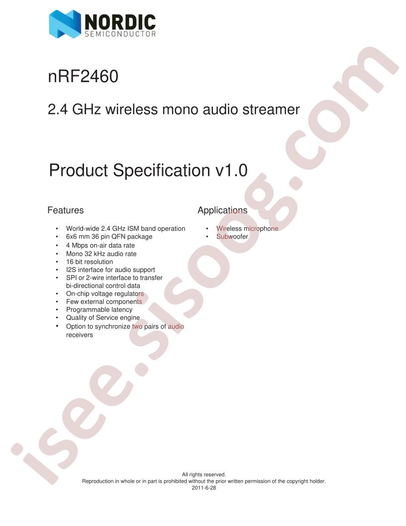 NRF2460 Specification