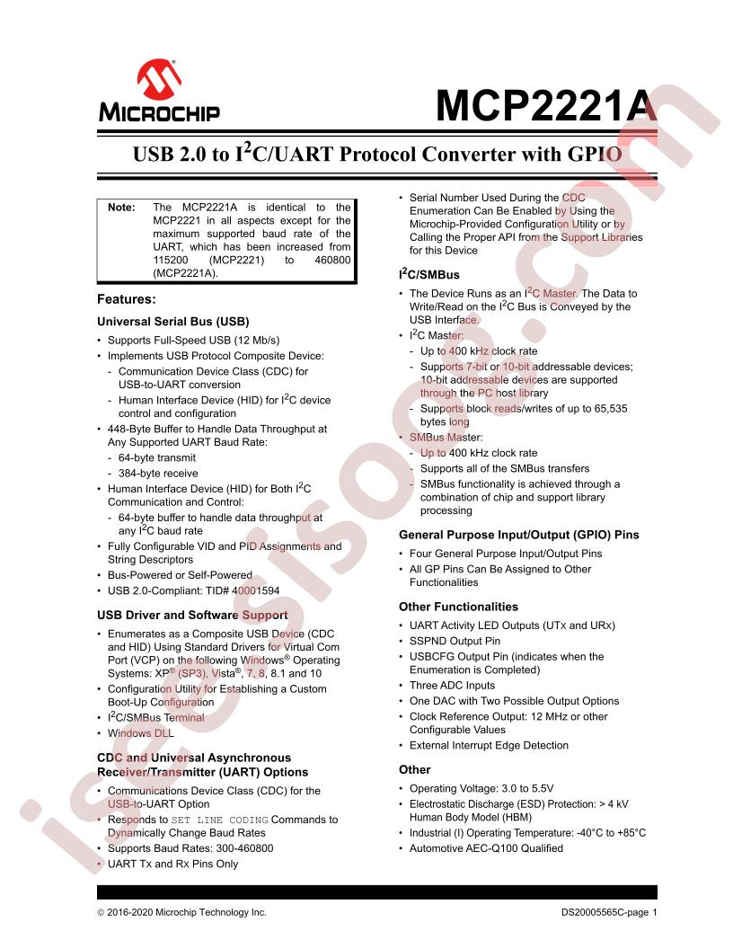 MCP2221A Datasheet