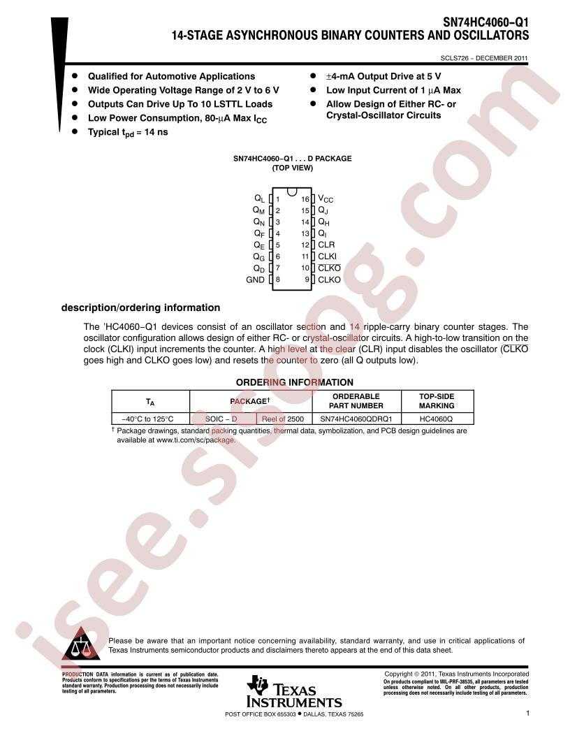 SN74HC4060-Q1