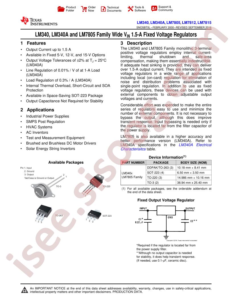 LM340(A), LM78xx Datasheet