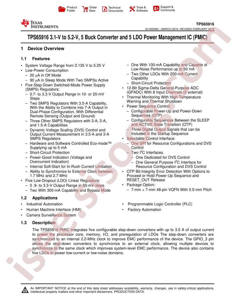 TPS65916x Datasheet