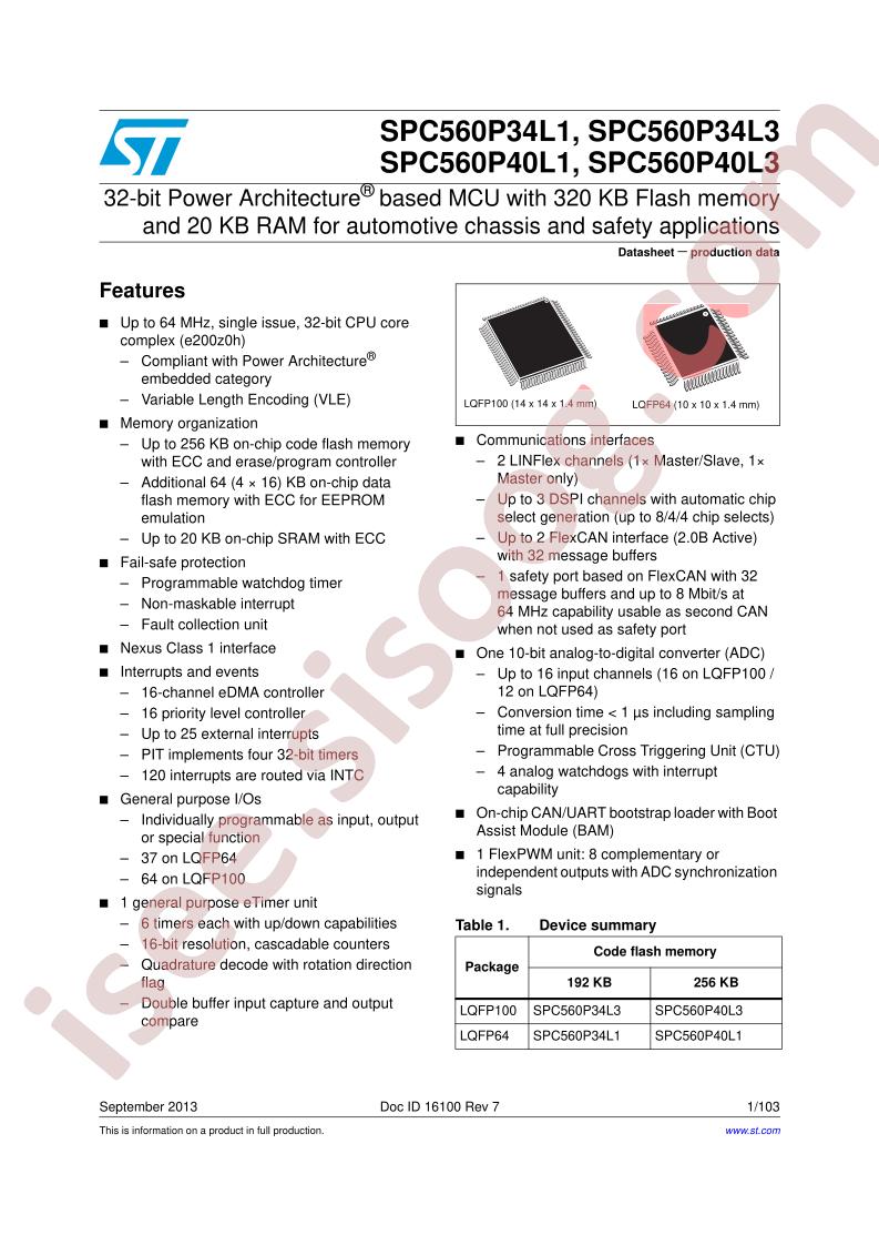 SPC560P34Lx, 40Lx Datasheet