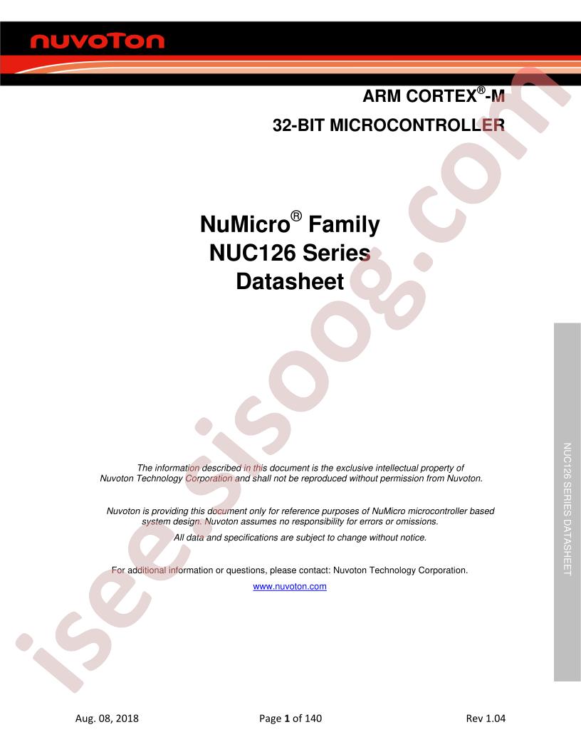 NUC126 Datasheet
