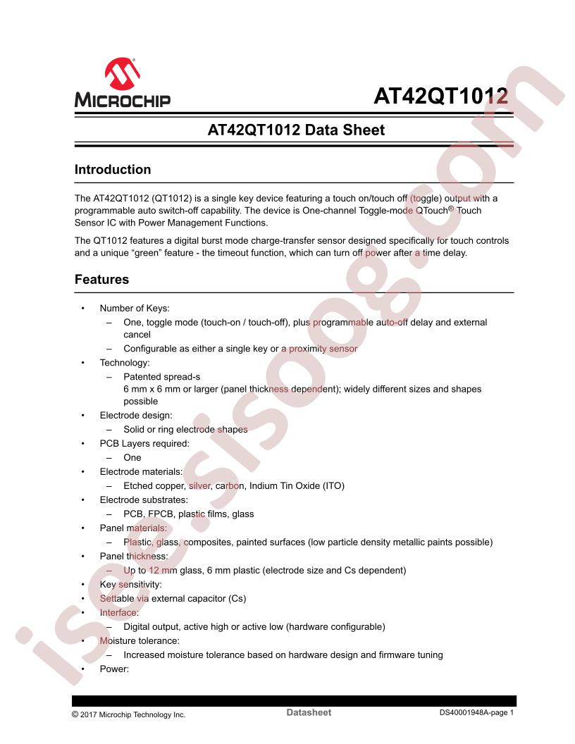 AT42QT1012 Datasheet