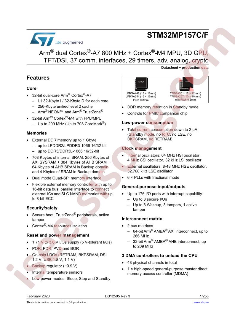 STM32MP157C Datasheet