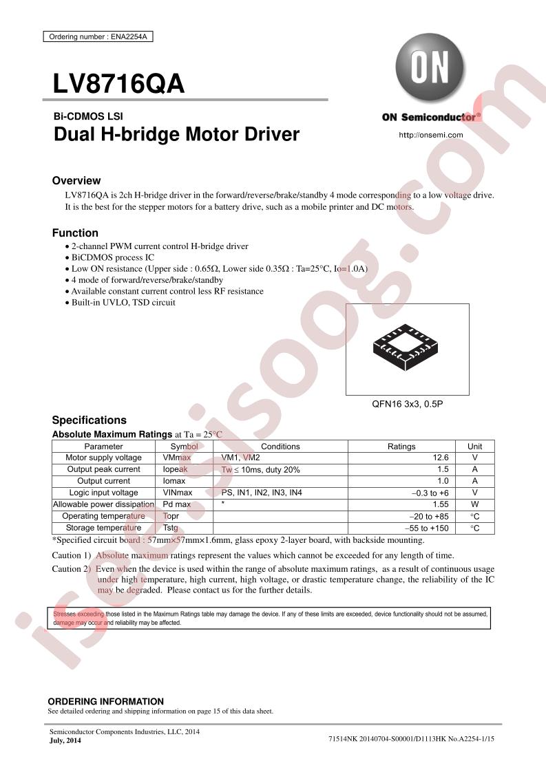 LV8716QA Datasheet