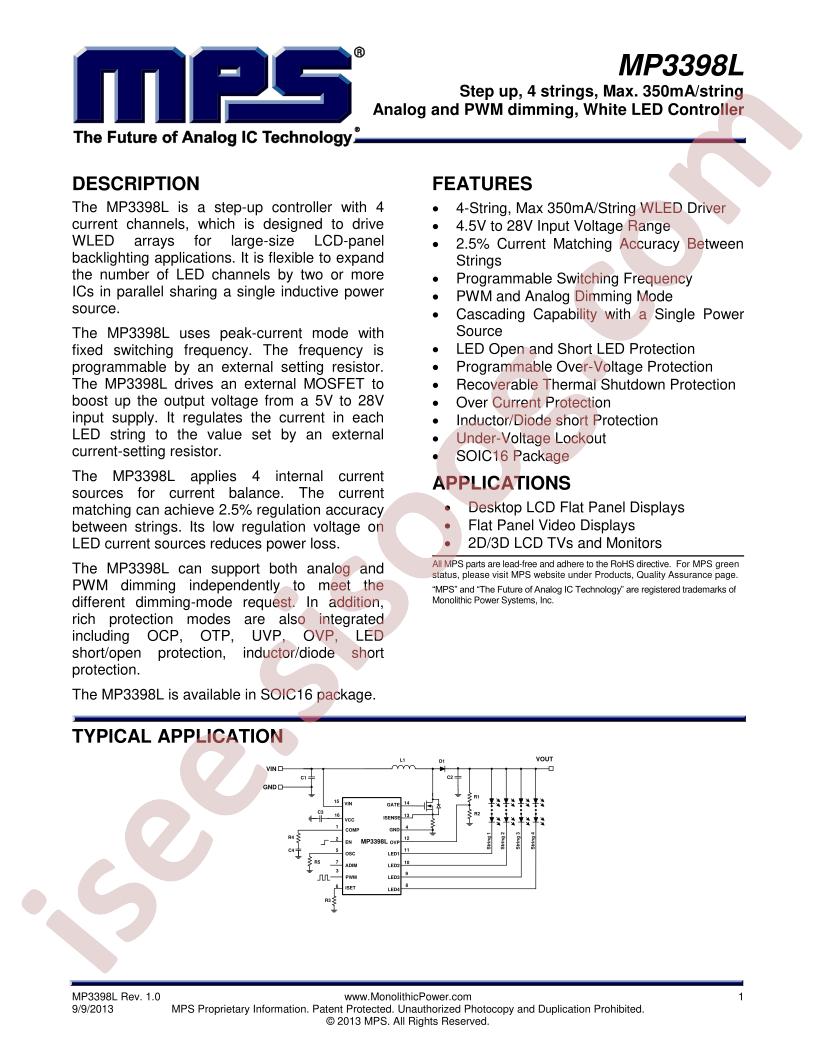 MP3398L Datasheet