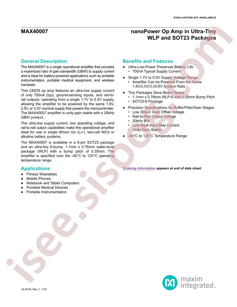 MAX40007 Datasheet
