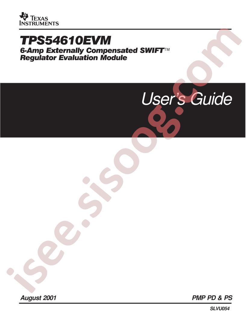 TPS54610EVM Users Guide