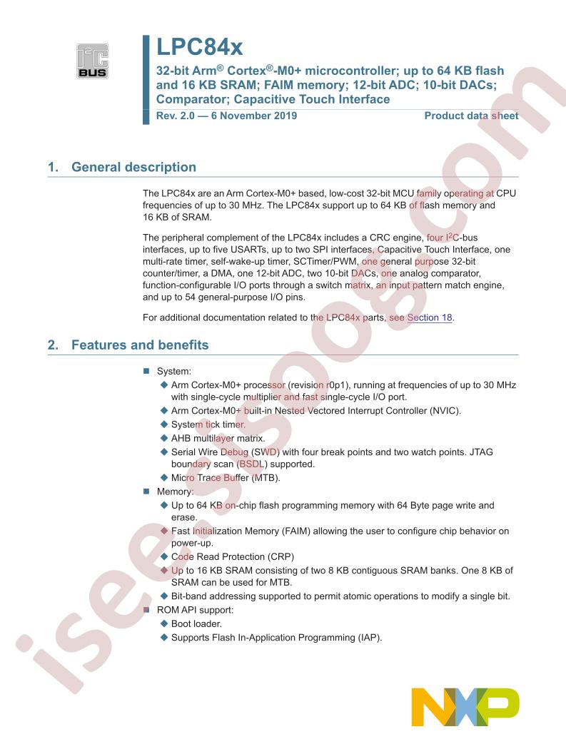 LPC84x Datasheet