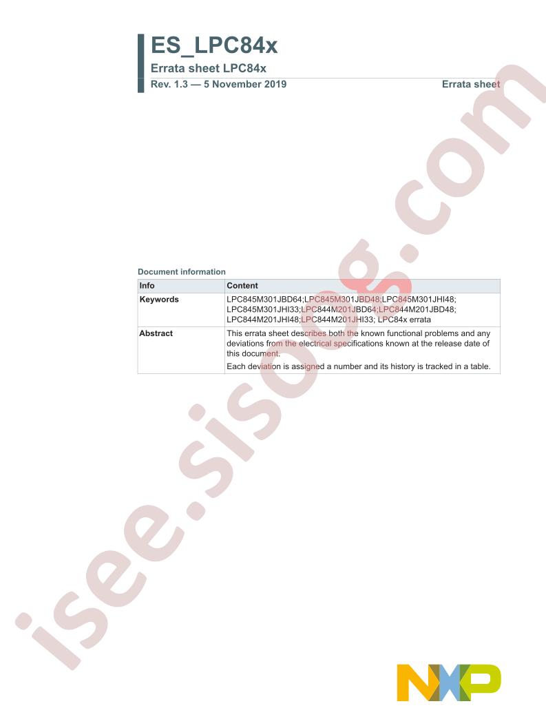 LPC84x Errata