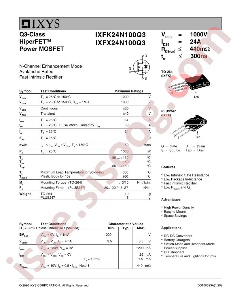 IXFx24N100Q3