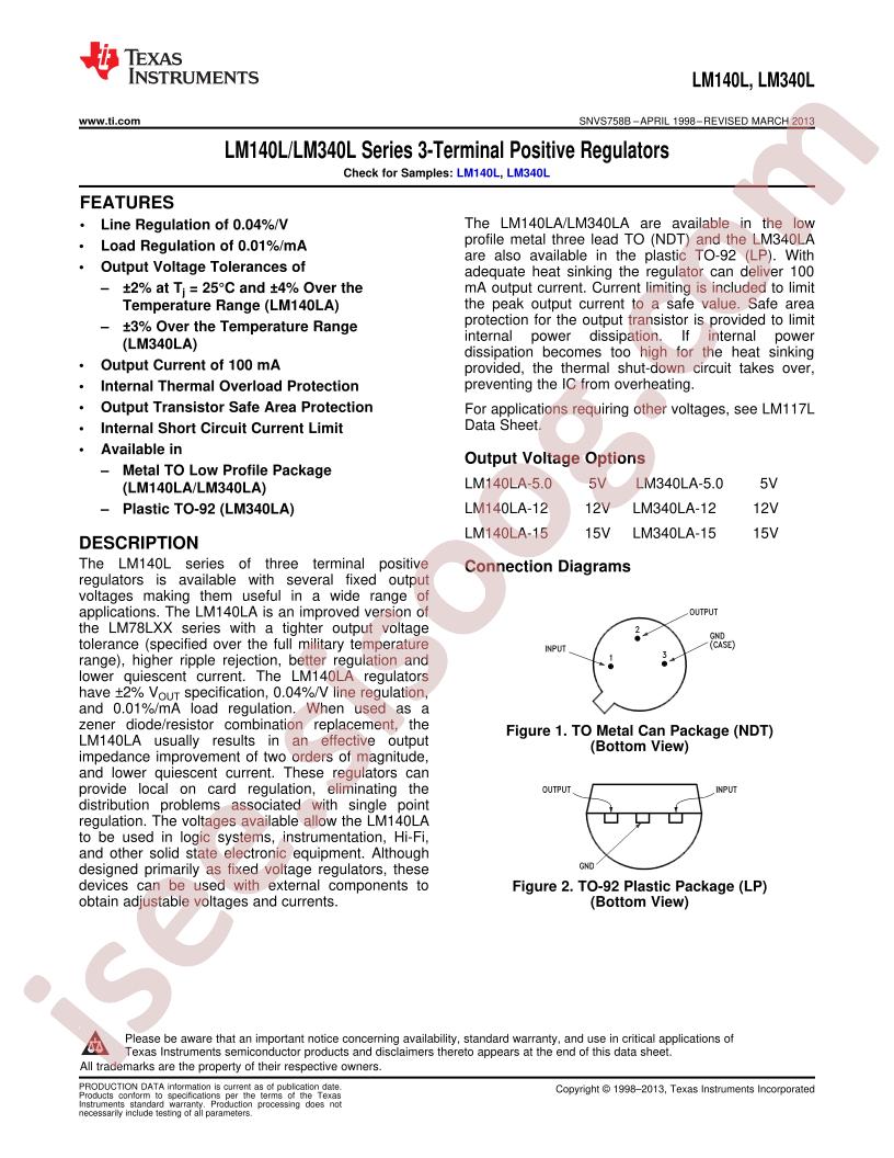 LM140L, LM340L Series