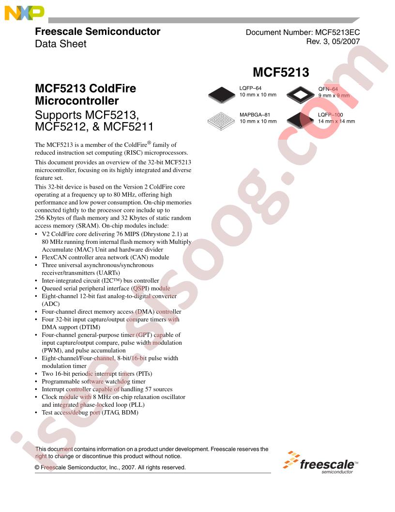 MCF521x Datasheet