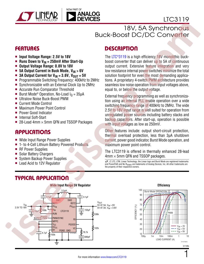 LTC3119 Datasheet