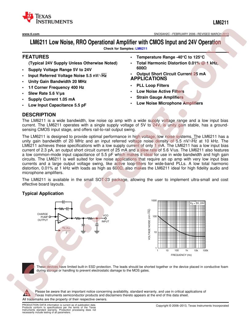 LM6211 Datasheet