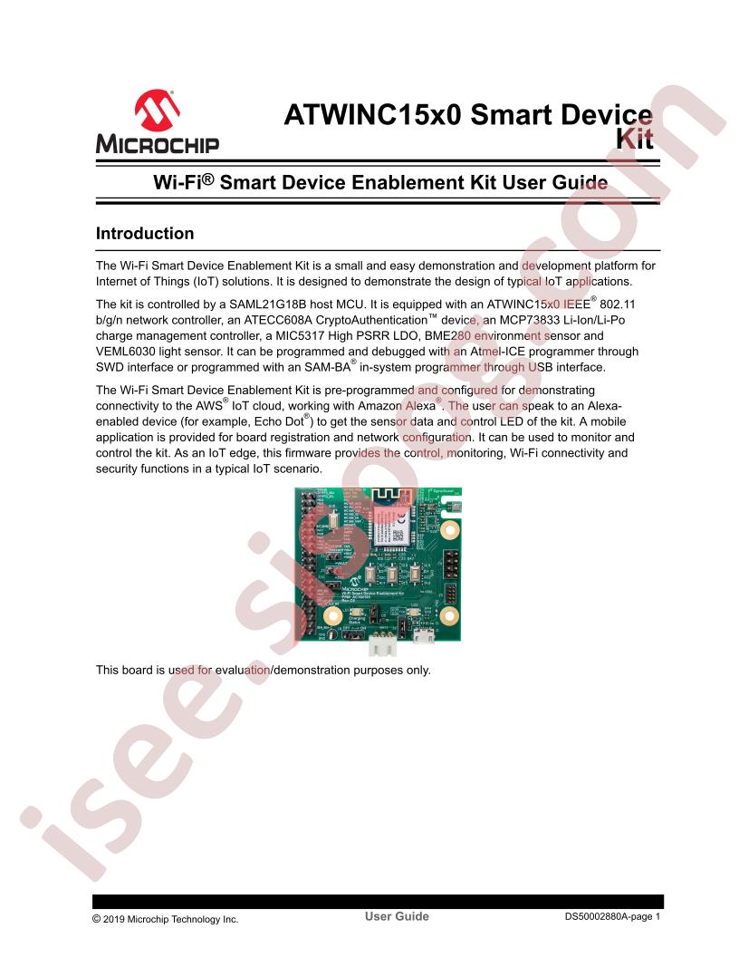 ATWINC15x0 Smart Device Kit User Guide~