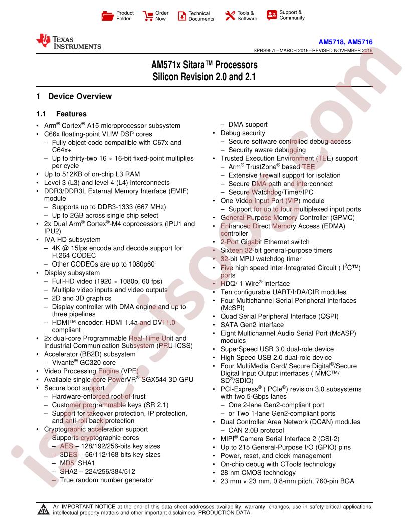 AM5718, AM5716 Datasheet