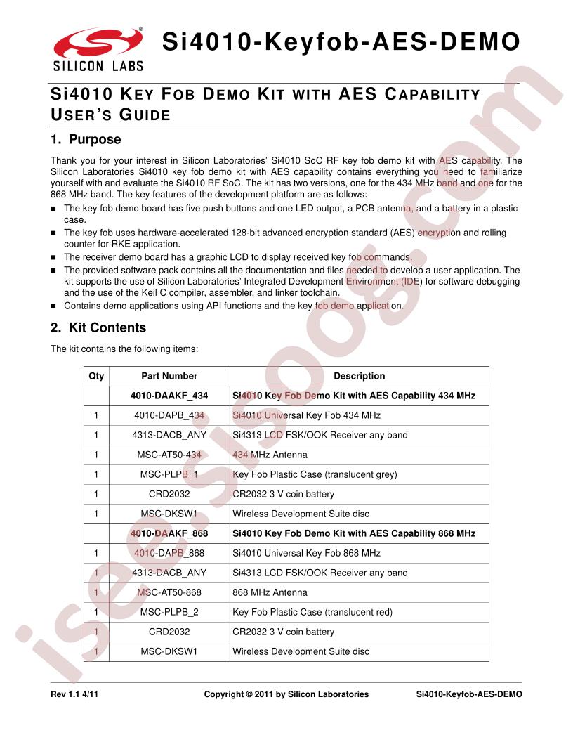 Ai4010-Keyfob-AES-Demo User Guide
