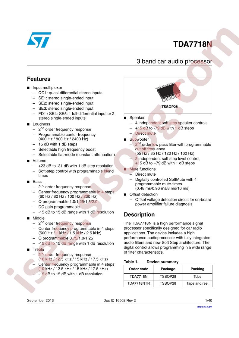 TDA7718N Datasheet