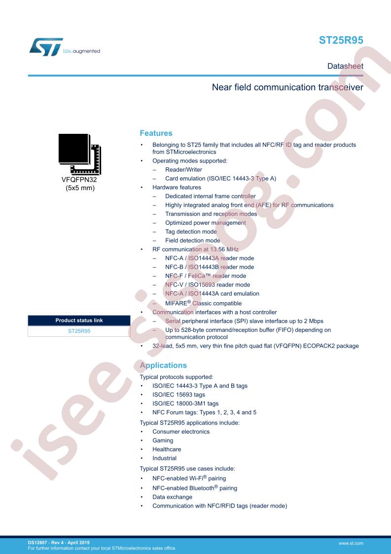 ST25R95 Datasheet