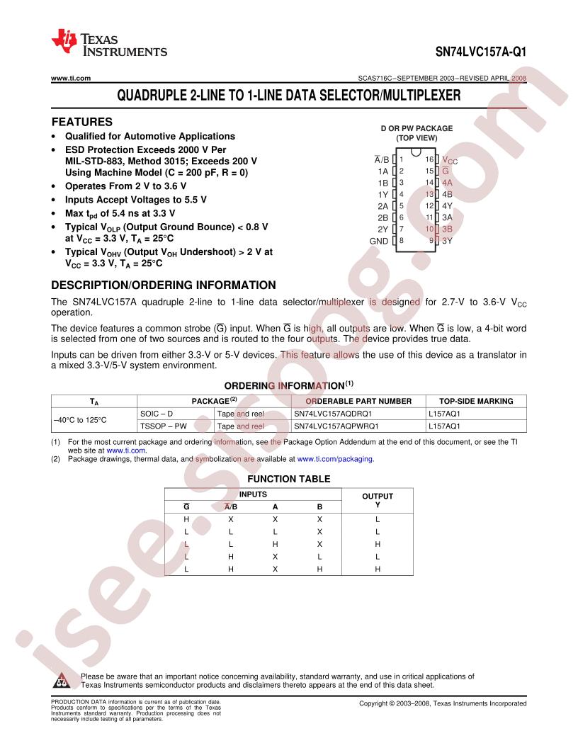 SN74LVC157A-Q1