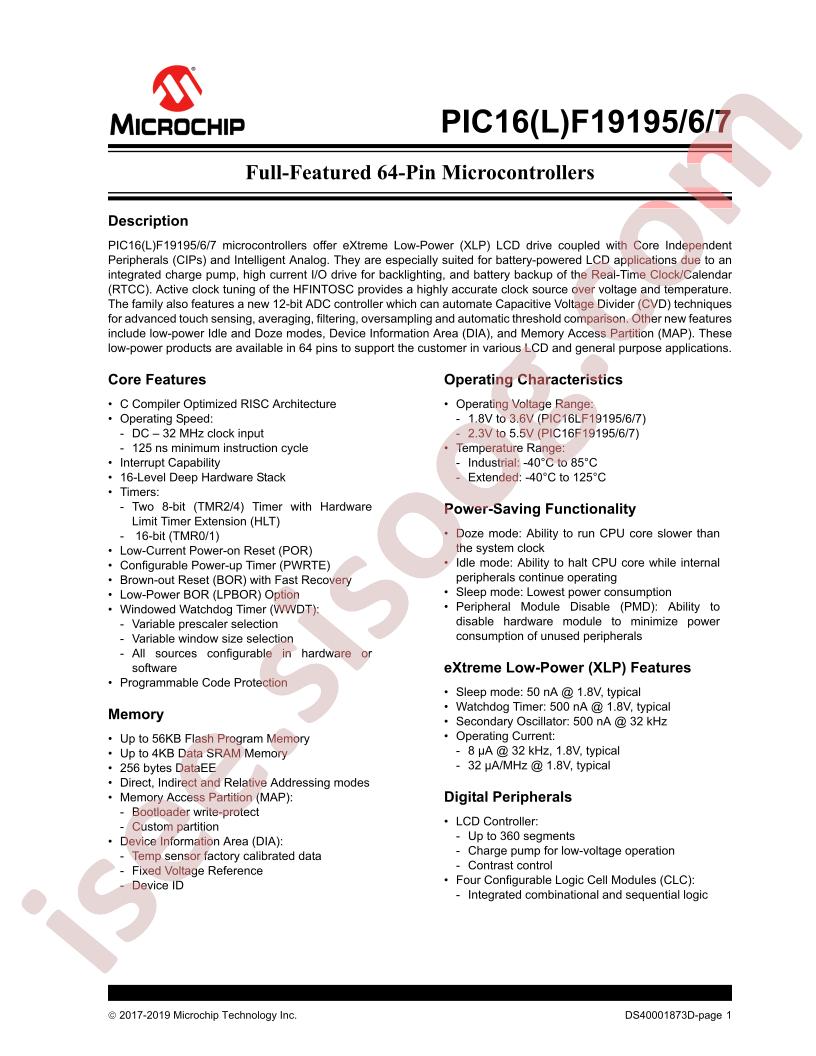 PIC16(L)F19195-97 Datasheet