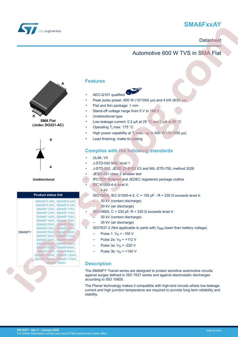 SMA6FxxAY Datasheet