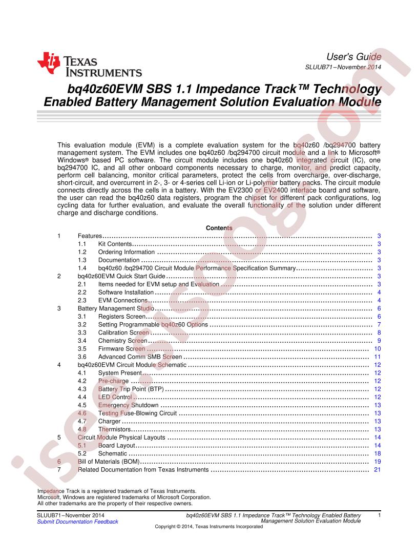 BQ40Z60EVM User Guide