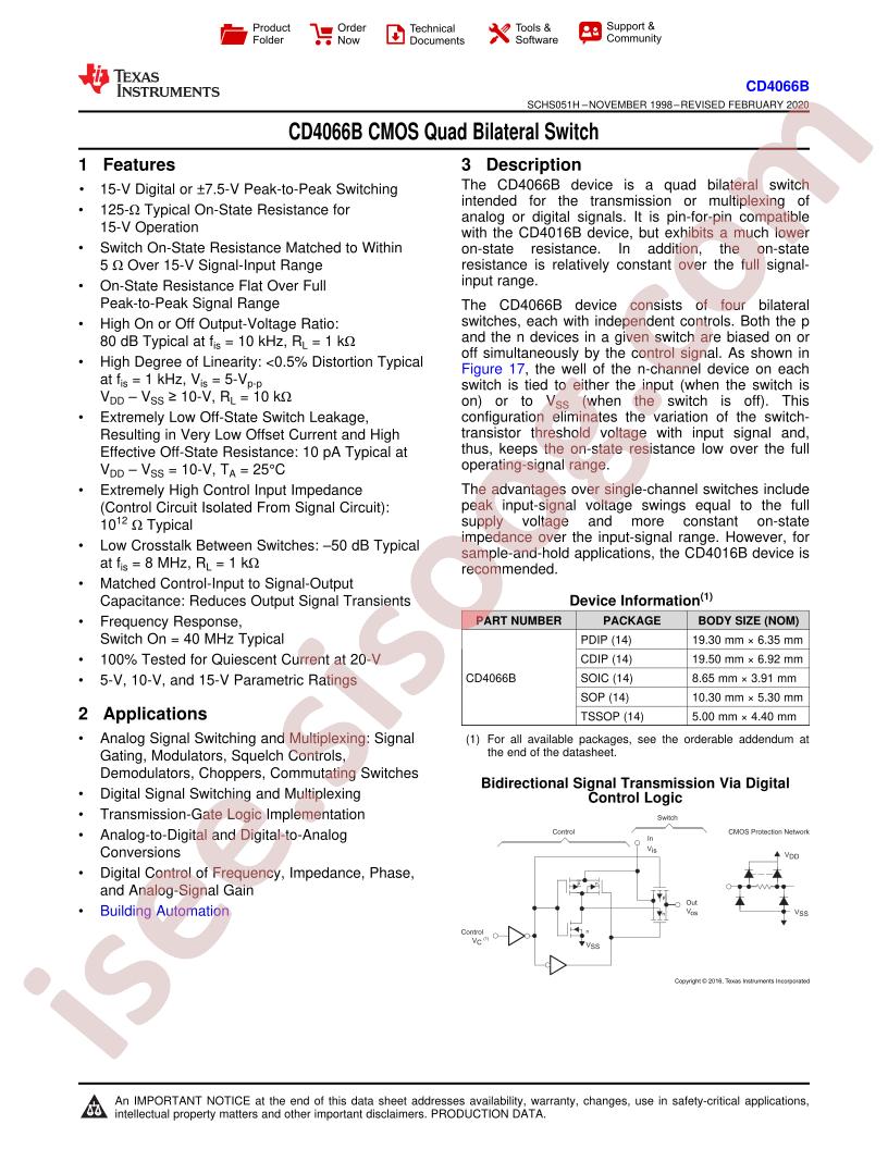 CD4066B Datasheet