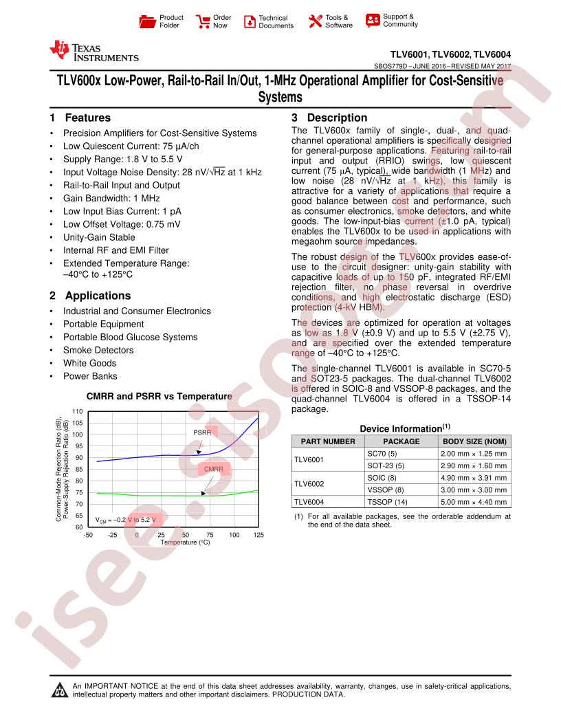 TLV600x Datasheet