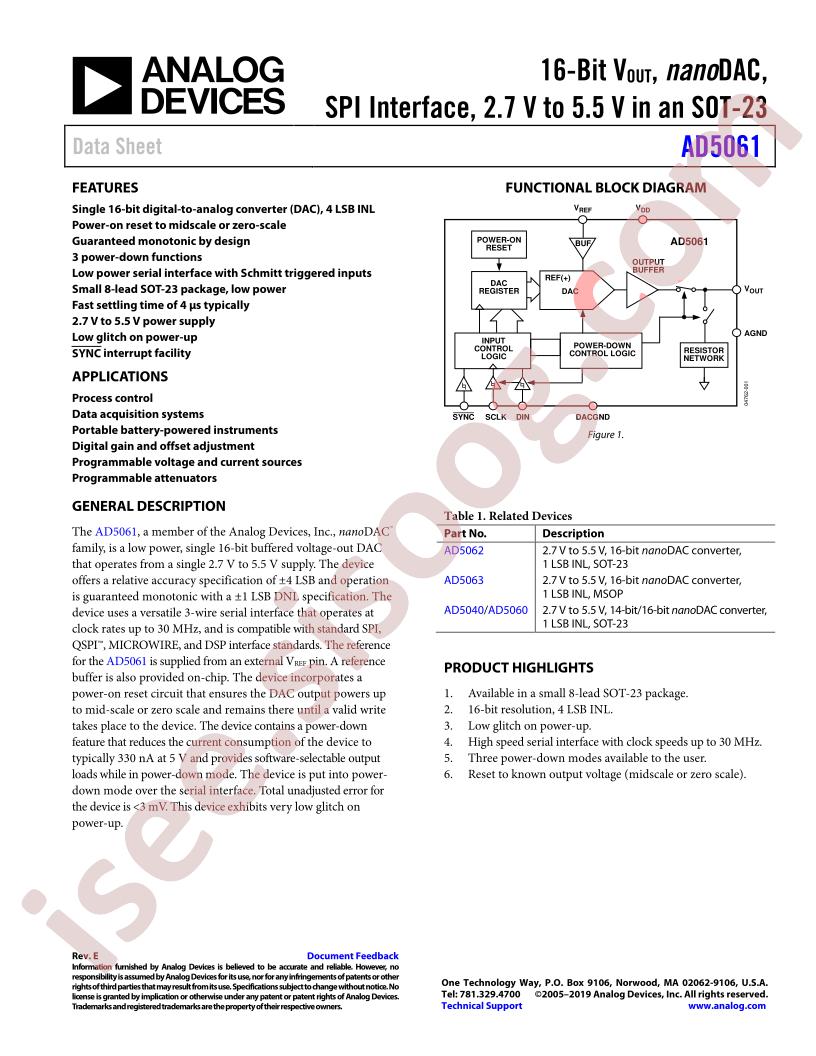 AD5061 Series Datasheet