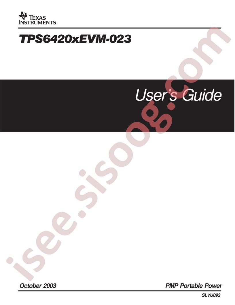 TPS6420xEVM-023 Users Guide