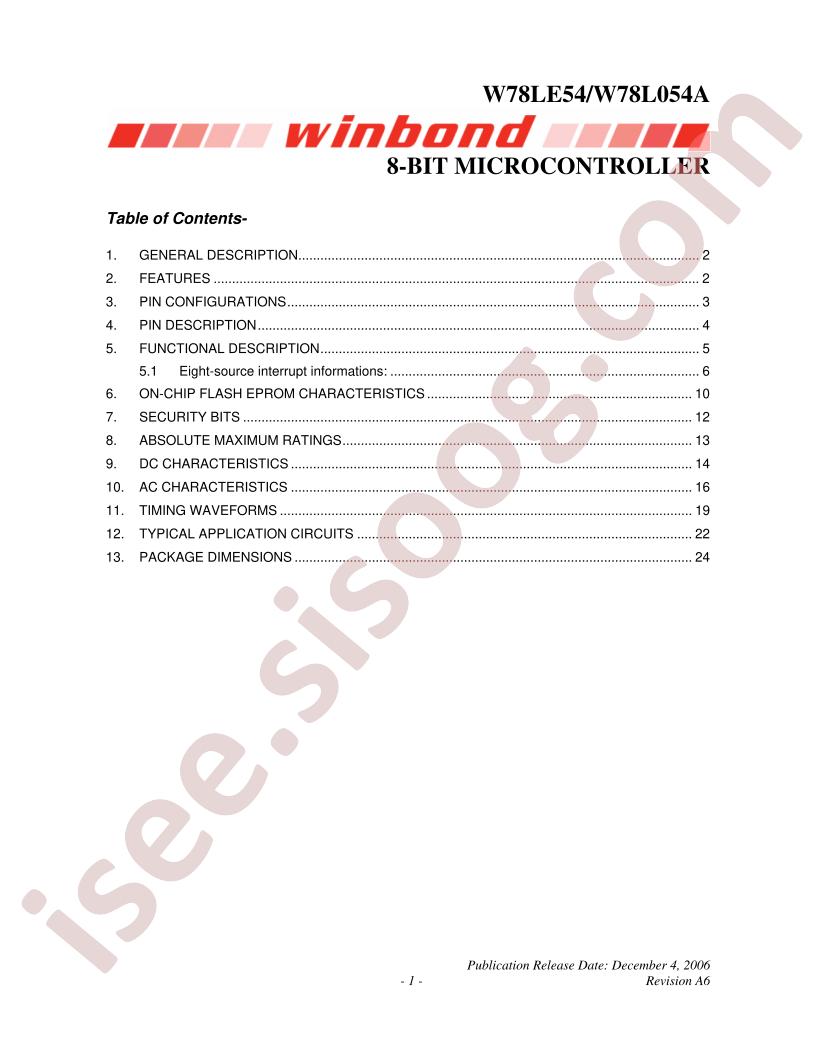 W78LE54/A Datasheet